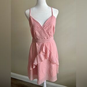 Pink Polka Dot Coquette Romantic Ruffle Dress Medium